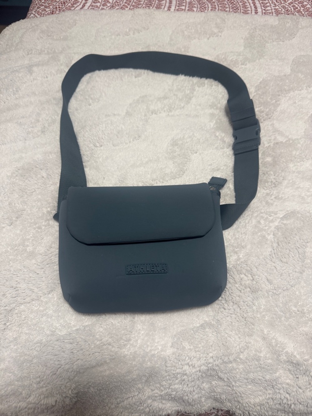 Athleta Blue Neoprene Belt Bag with Magnetic Closure Adjustable Strap